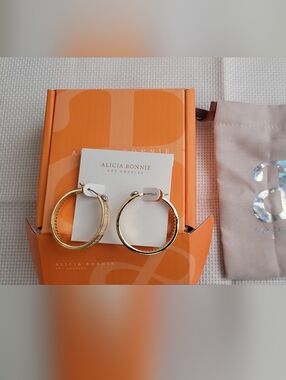 Gold Hoop Earrings - Polished Gold Tone